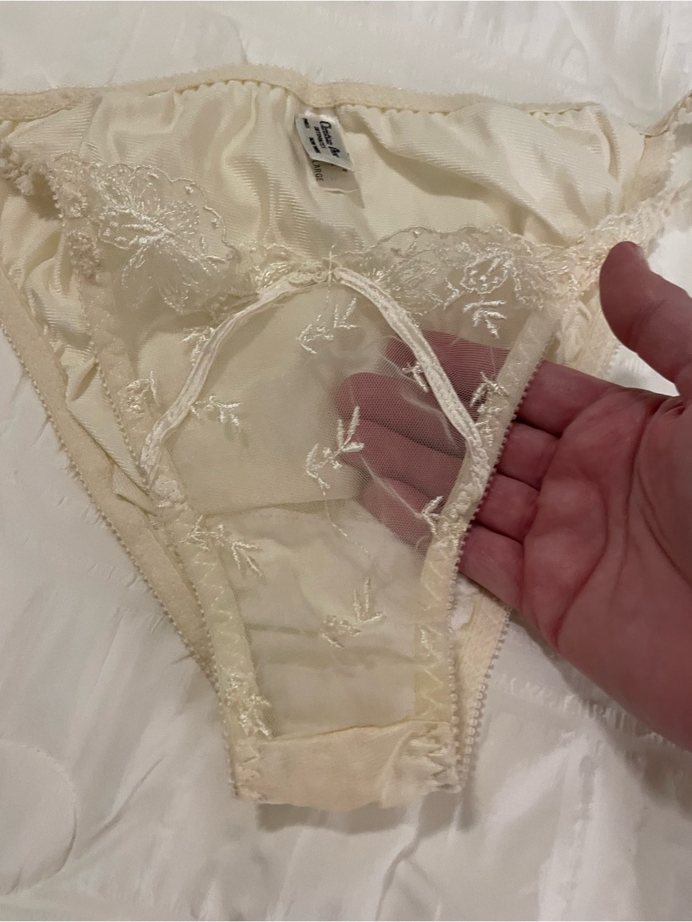 Christian Dior for Neiman Marcus Satin and sheer lace Bikini Panty